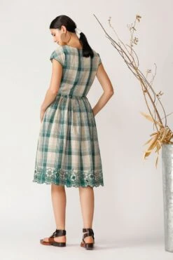 Green Punta Check Dress -Ethereal Styles b 66439