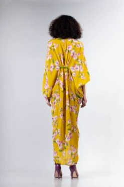 Yellow Bougainvillea Printed Rekha 2 Dress -Ethereal Styles b 66582