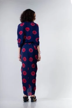 Blue/Red Shibori Kk Zipper Dress -Ethereal Styles b 66587