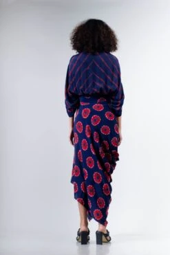 Blue And Red Shibori Ss2 Dress Elasticated -Ethereal Styles b 66591