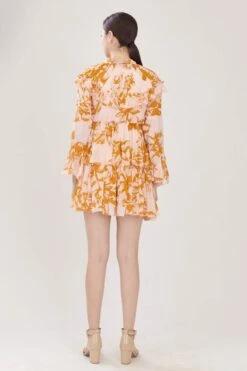 Mustard Floral Short Dress -Ethereal Styles b 68356