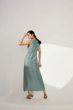 Teal Dress With Contrast Drape -Ethereal Styles b 72549