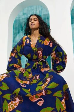 Blue Agathi Peasant Dress -Ethereal Styles b 76007