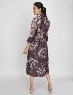 Lavender Petal Print Jacket With Dress -Ethereal Styles b 76313