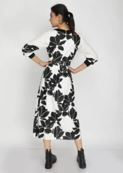 Black Ivory Lotus Print Dress -Ethereal Styles b 76315