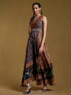 Black Printed Long Dress 11 Black Printed Long Dress -Ethereal Styles b 78529