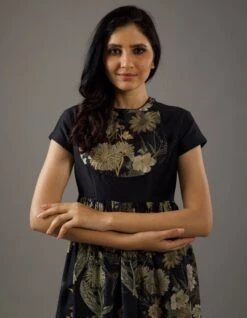 Chanderi Silk Black Dress -Ethereal Styles bal1009wtunic083