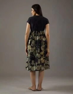 Chanderi Silk Black Dress -Ethereal Styles bal1009wtunic084