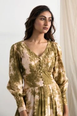 Beige & Green Lana Dress -Ethereal Styles bw259 2