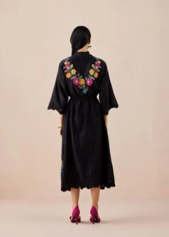 Black Applique Shirt Dress -Ethereal Styles cfw22d02b