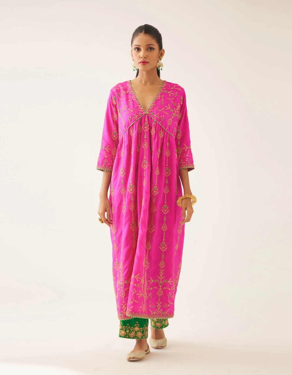 Fiji Fuchsia Silk Embroidered Kurta Dress Set 4 Fiji Fuchsia Silk Embroidered Kurta Dress Set - Image 2