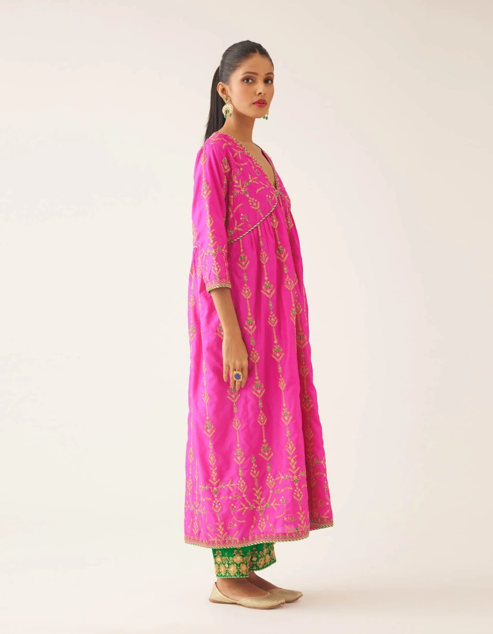 Fiji Fuchsia Silk Embroidered Kurta Dress Set 5 Fiji Fuchsia Silk Embroidered Kurta Dress Set - Image 3