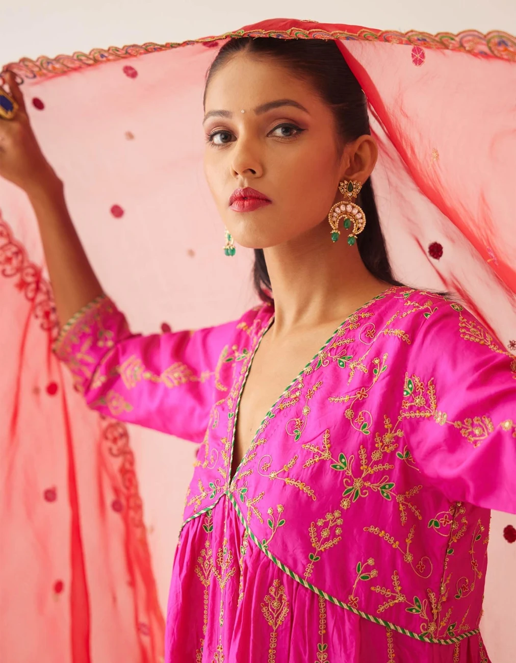 Fiji Fuchsia Silk Embroidered Kurta Dress Set 7 Fiji Fuchsia Silk Embroidered Kurta Dress Set - Image 5