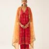 Red Silk Embroidered Kurta Dress Set -Ethereal Styles de01a 1