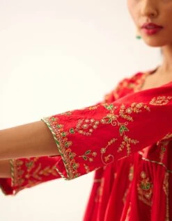 Red Silk Embroidered Kurta Dress Set 15 Red Silk Embroidered Kurta Dress Set -Ethereal Styles de01a 6