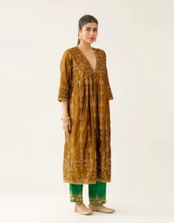 Golden Olive Silk Embroidered Kurta Dress Set 12 Golden Olive Silk Embroidered Kurta Dress Set -Ethereal Styles de01b3