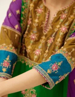 Color Blocked Multi Paneled Silk Kurta Dress Set 15 Color Blocked Multi Paneled Silk Kurta Dress Set -Ethereal Styles de026