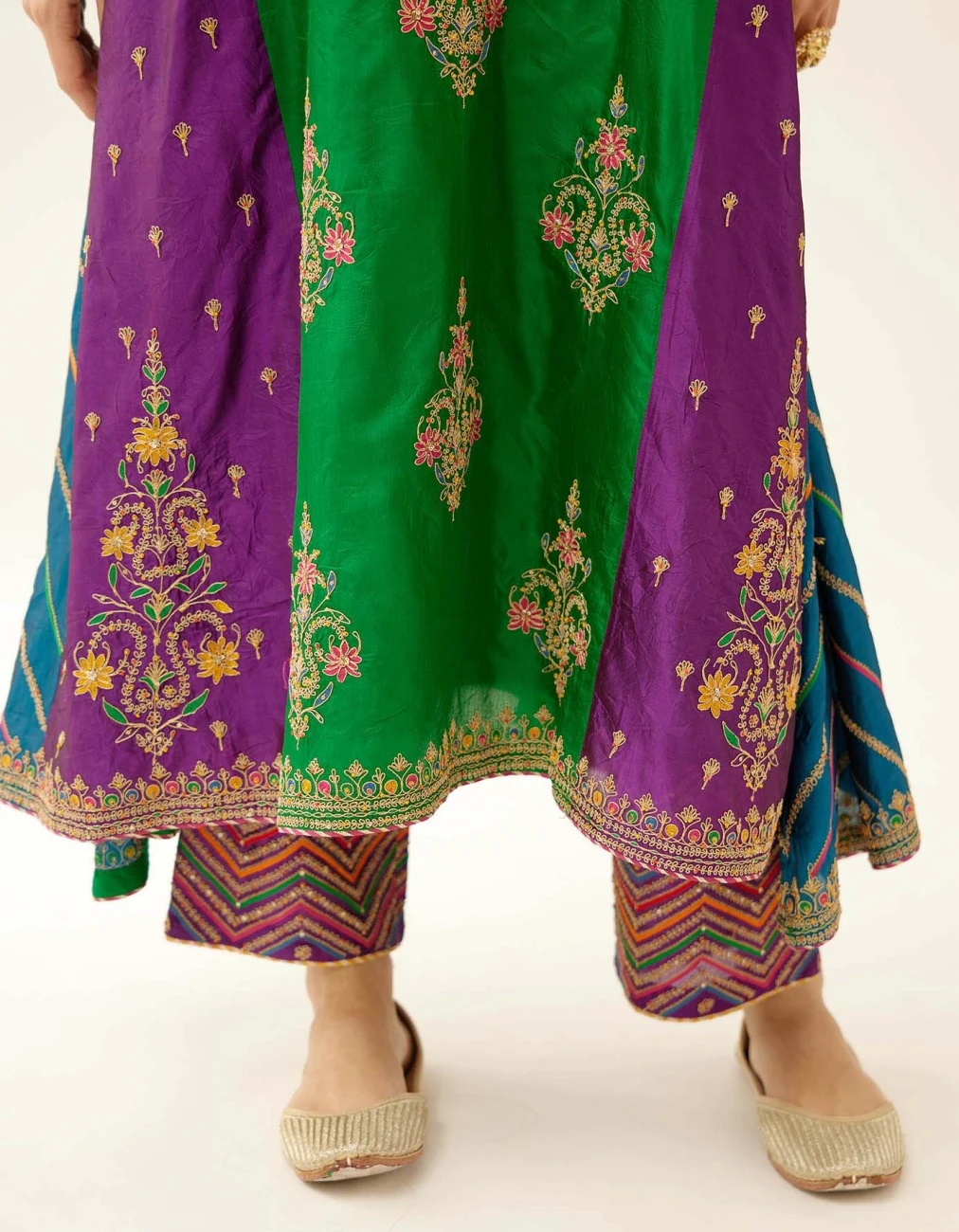 Color Blocked Multi Paneled Silk Kurta Dress Set 9 Color Blocked Multi Paneled Silk Kurta Dress Set - Image 7