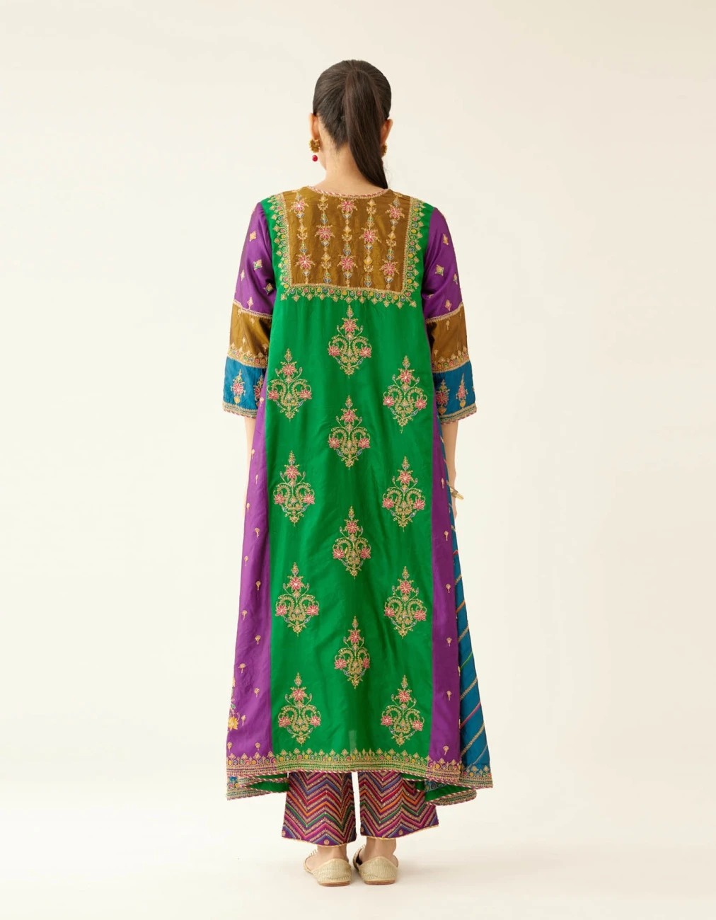 Color Blocked Multi Paneled Silk Kurta Dress Set 10 Color Blocked Multi Paneled Silk Kurta Dress Set - Image 8