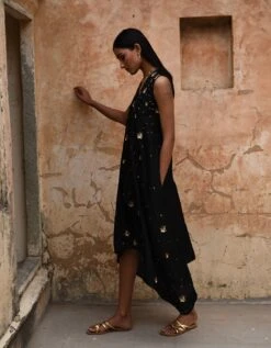 Black Asymmetric Dress -Ethereal Styles dpkly0142