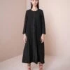 Textured Shirt Dress In Black -Ethereal Styles dr11231 2