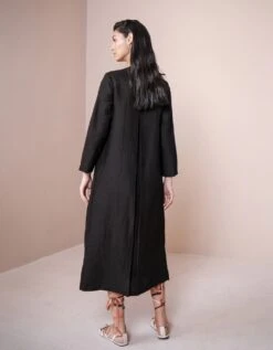 Textured Shirt Dress In Black -Ethereal Styles dr1123b 1