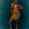 Yellow Orange Knotted Half N Half Shirt Dress -Ethereal Styles ea2111