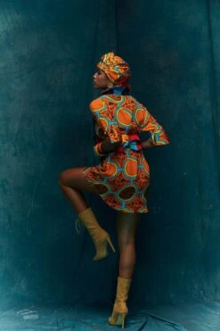 Yellow Orange Knotted Half N Half Shirt Dress -Ethereal Styles ea211b