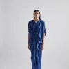Blue Echo Iris Draped Dress -Ethereal Styles ess000131