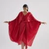 Red Echo Peony Draped Dress -Ethereal Styles ess000151