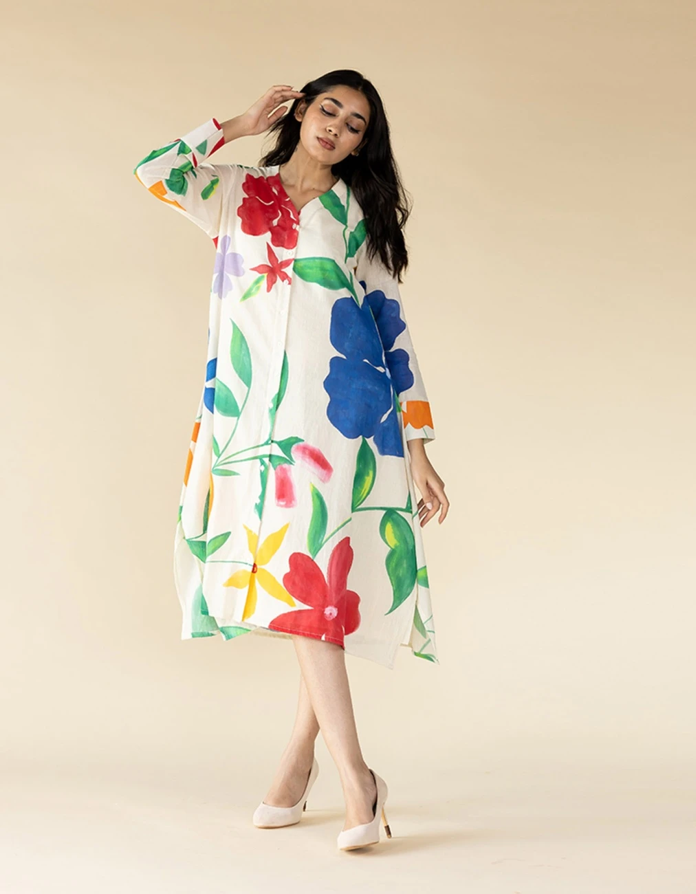 Floral Hand Painted Handkerchief Dress 3 Floral Hand Painted Handkerchief Dress
