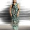 Coastal Reef Printed And Textured Draped V-Neck Dress With Front Cowl -Ethereal Styles hdr041 2