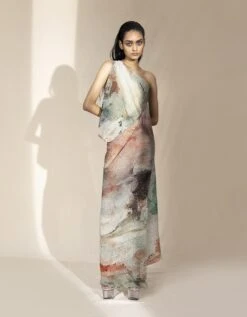 Crystal Petalite One-Off Shoulder Draped Dress