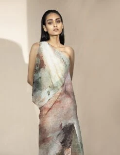 Crystal Petalite One-Off Shoulder Draped Dress -Ethereal Styles hdr054