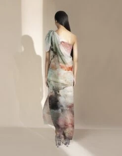 Crystal Petalite One-Off Shoulder Knotted Draped Dress -Ethereal Styles hdr06b