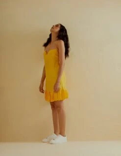 Kanti Backless Slip Short Slip Dress In Yellow -Ethereal Styles itu32yellow3