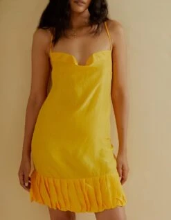 Kanti Backless Slip Short Slip Dress In Yellow -Ethereal Styles itu32yellow4