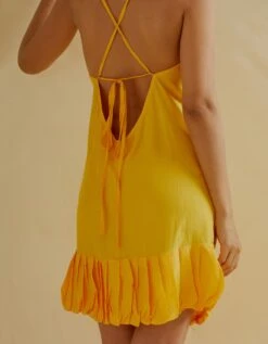 Kanti Backless Slip Short Slip Dress In Yellow -Ethereal Styles itu32yellow5