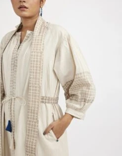 White Midi One-Size Dress Comes With Mandarin Collar Neck -Ethereal Styles jgd08wh5