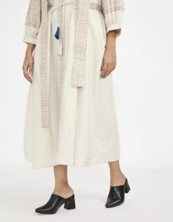 White Midi One-Size Dress Comes With Mandarin Collar Neck -Ethereal Styles jgd08wh6