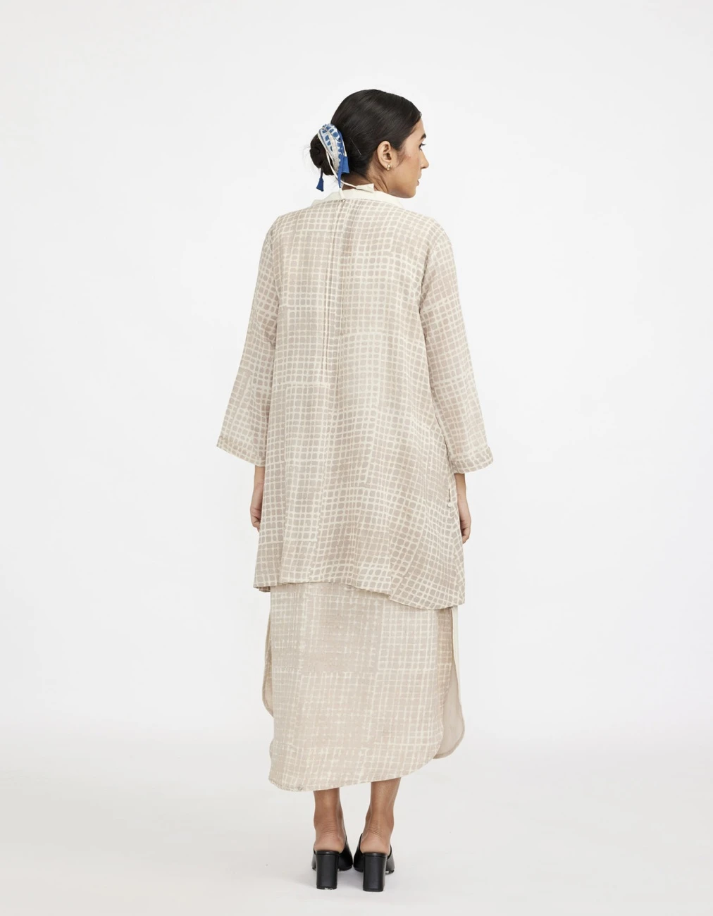 White Two Piece Dress Set With Solid Button Down Sleeveless Dress 8 White Two Piece Dress Set With Solid Button Down Sleeveless Dress - Image 6