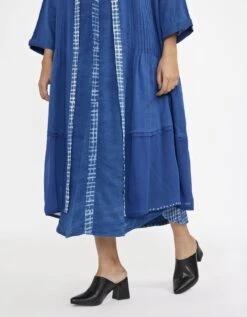 Blue Two Piece Sleeveless Dress Set With Solid Button Down -Ethereal Styles jgset037