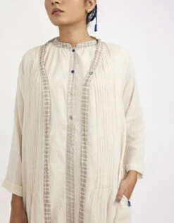 White Two Piece Sleeveless Dress Set With Solid Button Down -Ethereal Styles jgset043