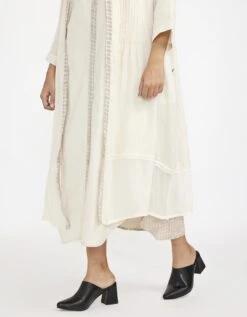 White Two Piece Sleeveless Dress Set With Solid Button Down -Ethereal Styles jgset045