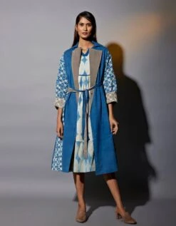 Reversible Mud And Indigo Trench Dress Co-ord Set