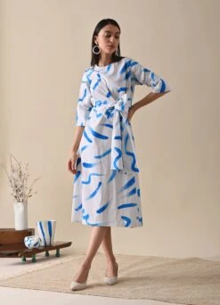 Claire Blue Print Dress 8 Claire Blue Print Dress -Ethereal Styles kanap23s012