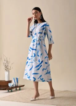 Claire Blue Print Dress 9 Claire Blue Print Dress -Ethereal Styles kanap23s013