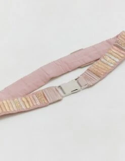 Salmon Pink Pleated Drape With Motif And Tassel Detail With Jersey Long Dress With Collar Detail -Ethereal Styles kgob09230157