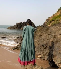 Teal Blue And Magenta Pacific Blink Dress -Ethereal Styles kkspring2206 b