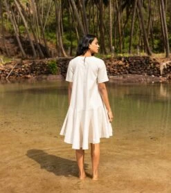 Off White String Of Pearls Dress -Ethereal Styles kkspring2233 b